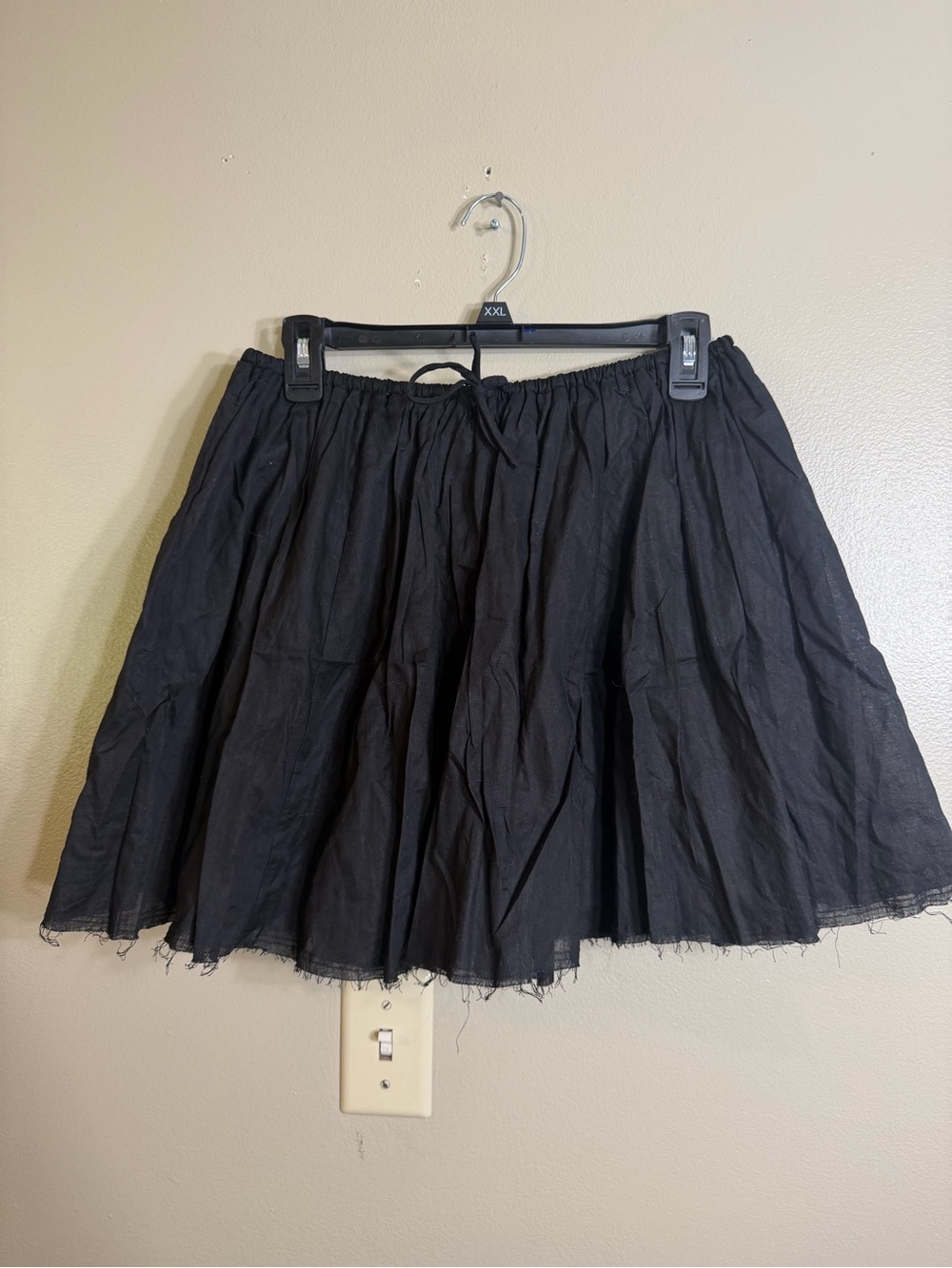 DISSH Black Linen Cotton Raw Hem Flared Mini Skirt Size 4